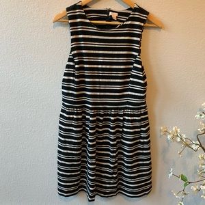 J.Crew Black Off White Striped Sleeveless Dress L